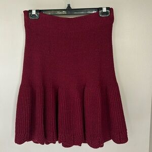 Anthropologie Leifnotes Fit & Flare Maroon Skirt, Size S.